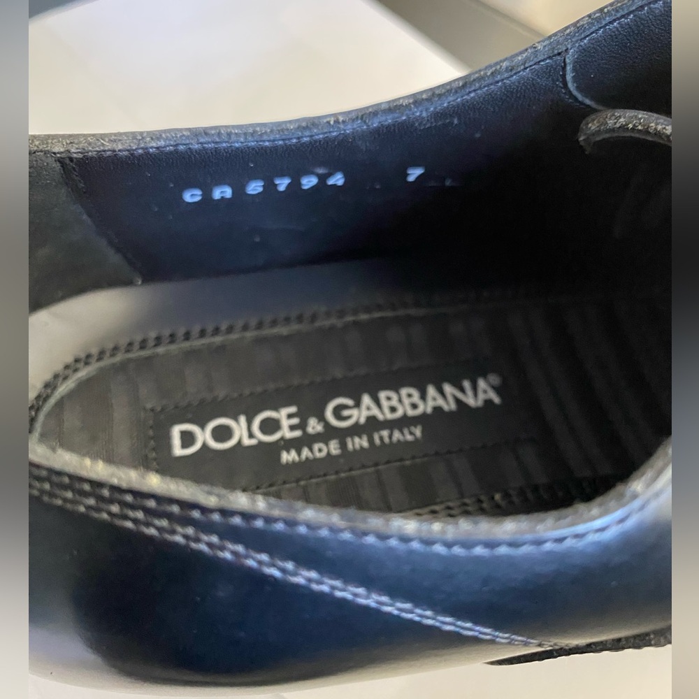Dolce & Gabbana Black Leather Men's Dress Shoes laced oxfords 7 loafers derby’s - Picture 6 of 9